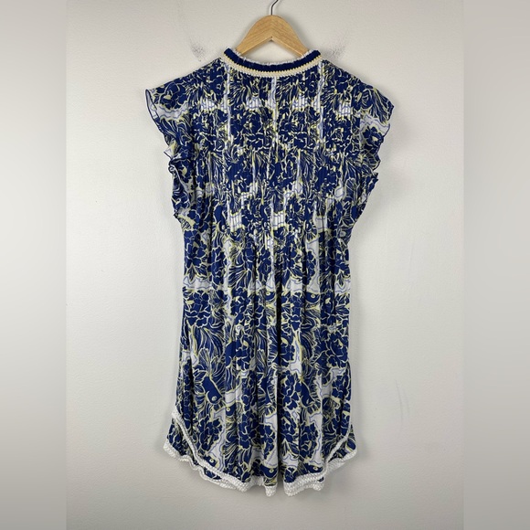Poupette St. Barth x Vilebrequin Sasha Mini Dress Blue Floral Women’s Sz L - Picture 12 of 14